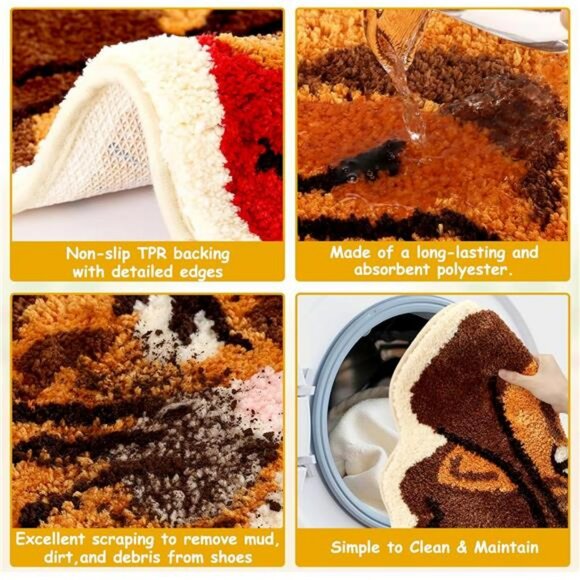 Funny Cat Bathroom Rug Western Cowboy Bath Mat Non Slip Washable Plush Floor Car - Picture 3 of 7